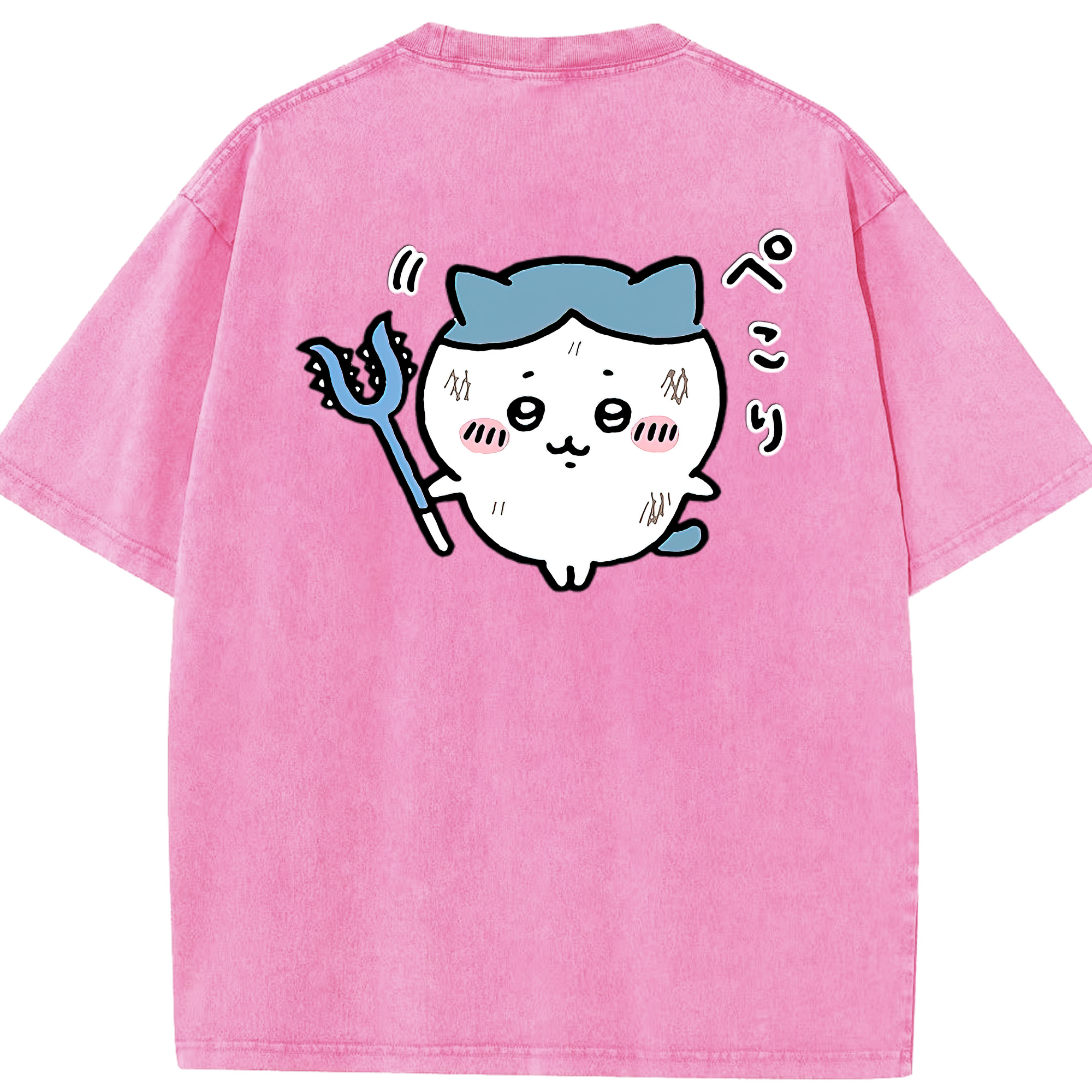（画像用） ちいかわ ハチワレ Chii-kawa hachiware 綿100% ヴィンテージ風 半袖Tシャツ（背面プリント）